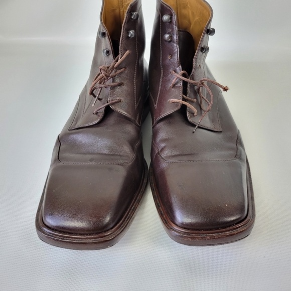 LOUIS VUITTON Brown Lace Up Leather Boots Mens Sz 7.5 - Picture 3 of 14